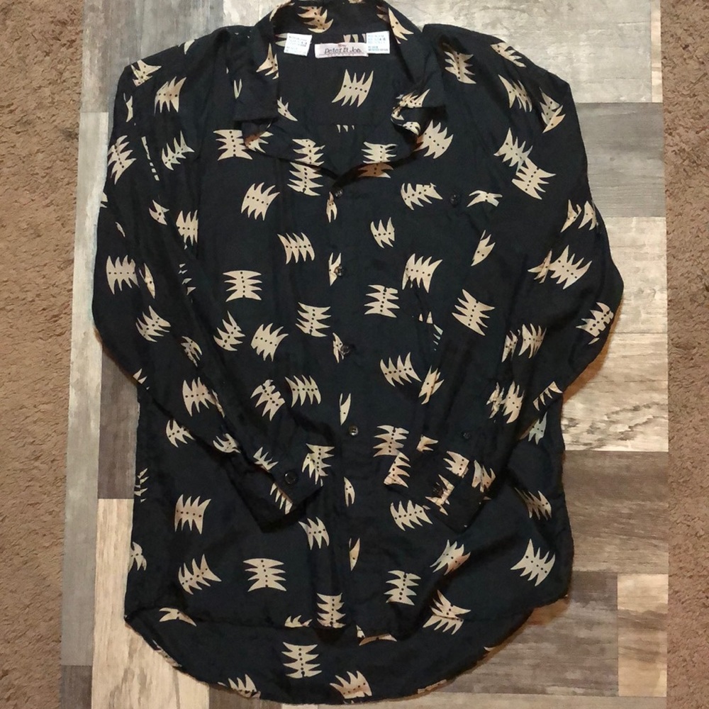 Peter Et Jon sz L/14 💯 silk button down euc